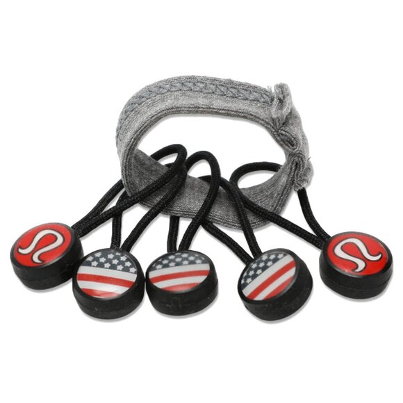 Lululemon America US Flag Hair Ties Zipper Pulls 2010 Olympics Black Red USA x 5 - Picture 1 of 4